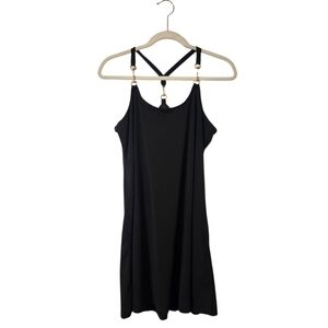 Boston Proper Black Razorback Dress W/Gold Accents | Size Medium
